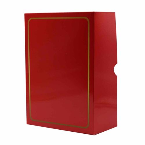 Yılbaşı Katlama Kutu Gold Çizgi Detaylı Kırmızı 17*24*8 cm - 1
