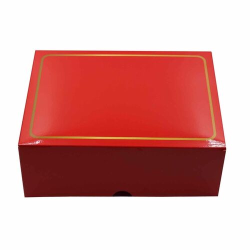 Yılbaşı Katlama Kutu Gold Çizgi Detaylı Kırmızı 17*24*8 cm - 2