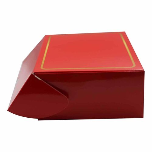 Yılbaşı Katlama Kutu Gold Çizgi Detaylı Kırmızı 17*24*8 cm - 3