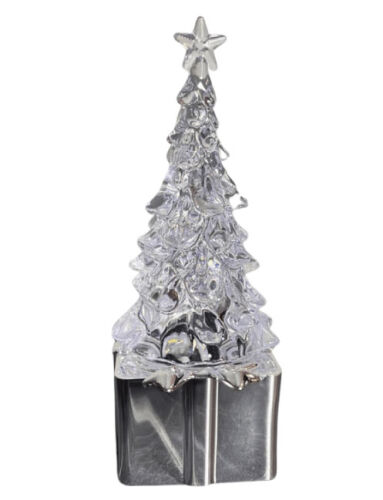 Yılbaşı Led Ağaç Figürlü Hediye Paketli Model 11 Cm Gümüş - 