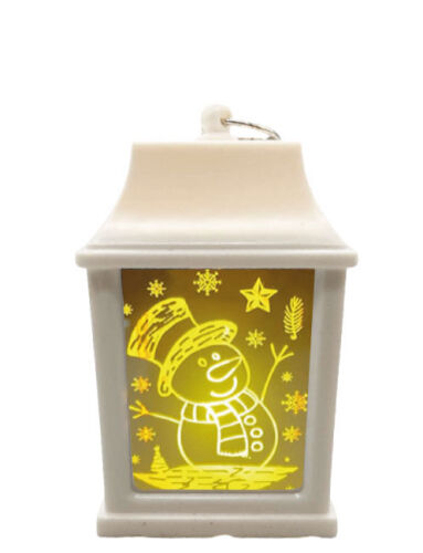 Yılbaşı Ledli Fener Kare Aynalı Kardan Adam Model 10 Cm Beyaz - 1