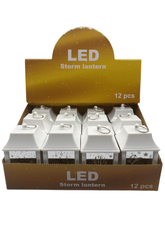 Yılbaşı Ledli Fener Kare Aynalı Model 10 Cm Beyaz 12 Parça - 2