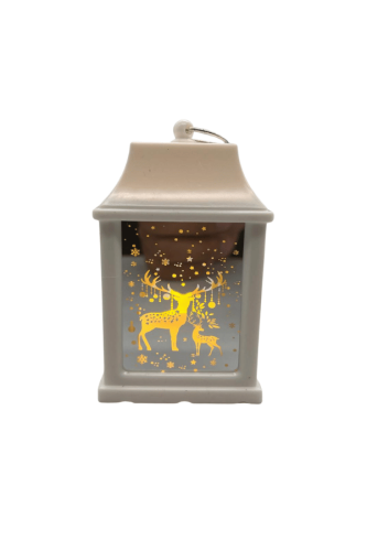 Yılbaşı Ledli Fener Kare Aynalı Model 10 Cm Beyaz 12 Parça - 5