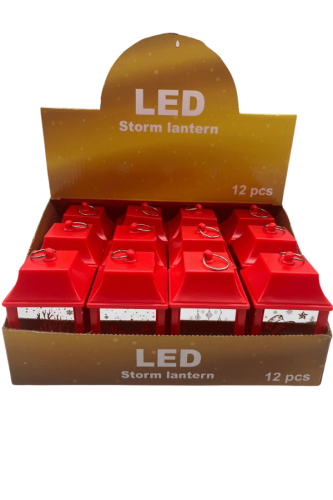 Yılbaşı Ledli Fener Kare Aynalı Model 10 Cm Kırmızı 12 Parça - 2