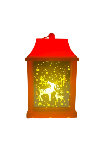 Yılbaşı Ledli Fener Kare Aynalı Model 10 Cm Kırmızı 12 Parça - 5