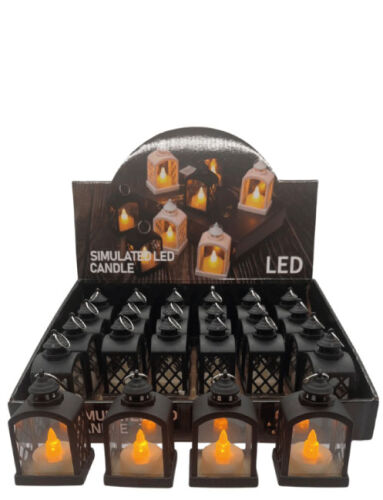 Yılbaşı Ledli Fener Rustik Model 9 Cm Siyah 24 Parça - 