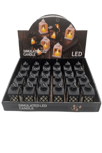Yılbaşı Ledli Fener Rustik Model 9 Cm Siyah 24 Parça - 2