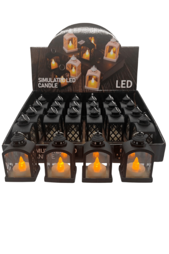 Yılbaşı Ledli Fener Rustik Model 9 Cm Siyah 24 Parça - 1