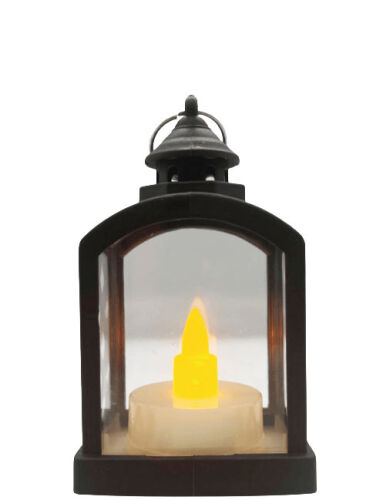 Yılbaşı Ledli Fener Rustik Model 9 Cm Siyah - 