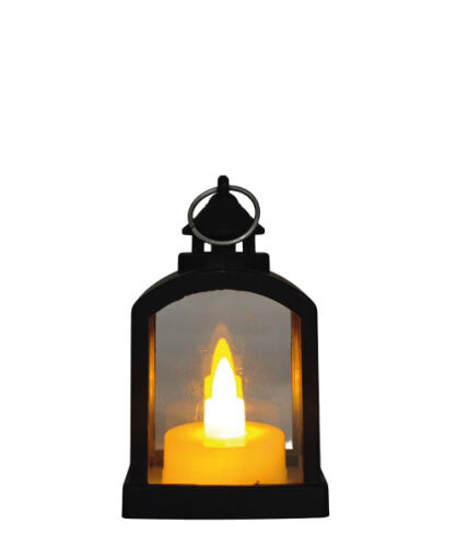 Yılbaşı Ledli Fener Rustik Model 9 Cm Siyah - 