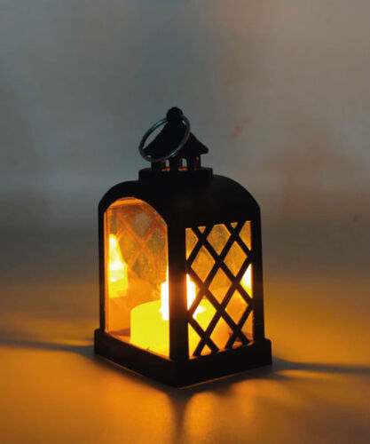 Yılbaşı Ledli Fener Rustik Model 9 Cm Siyah - 4