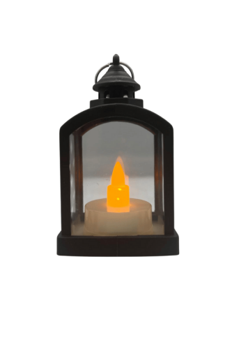 Yılbaşı Ledli Fener Rustik Model 9 Cm Siyah - 1