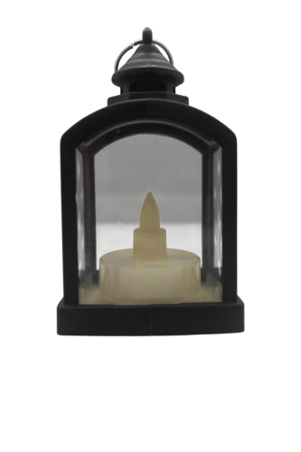 Yılbaşı Ledli Fener Rustik Model 9 Cm Siyah - 2