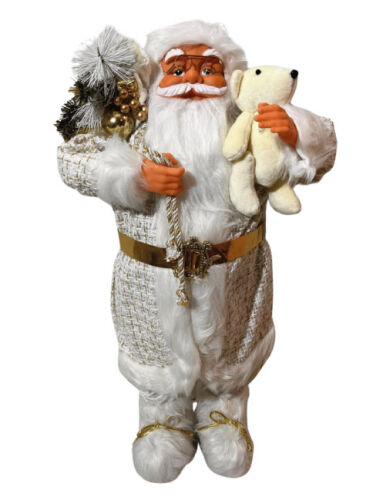Yılbaşı Noel Baba Beyaz Kostümlü Ayıcıklı Model 60 Cm - 