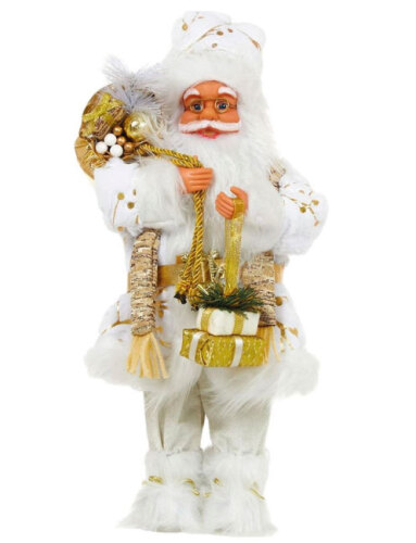 Yılbaşı Noel Baba Beyaz Kostümlü Hediye Paketli Model 60 Cm - 1