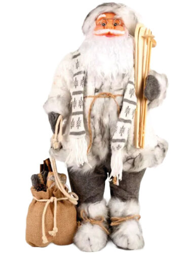 Yılbaşı Noel Baba Beyaz Kostümlü Kızaklı Model 60 Cm - 1