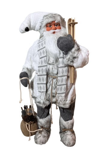 Yılbaşı Noel Baba Beyaz Kostümlü Model 100 Cm - 1