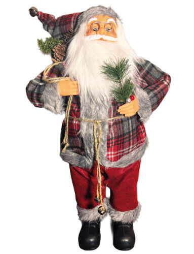 Yılbaşı Noel Baba Dallı Ekoseli Model 60 Cm - 