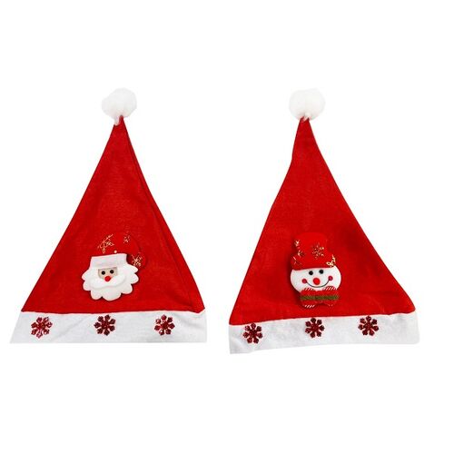 Yılbaşı Noel Baba Elyaf Kabartmalı Şapka Lüks 2 set 12li - 1