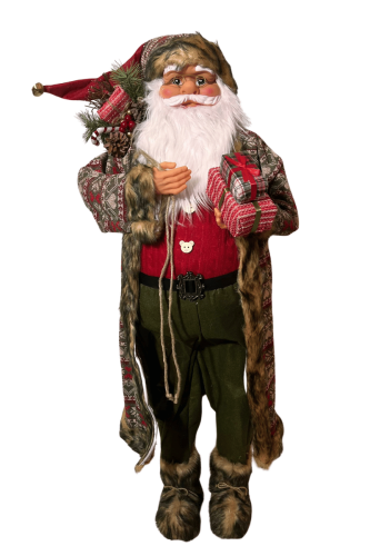 Yılbaşı Noel Baba Hediye Paketli Ekoseli Model 100 Cm - 1