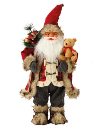 Yılbaşı Noel Baba Kırmızı Kostümlü Ayıcıklı Model 60 Cm - 1