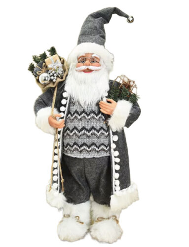 Yılbaşı Noel Baba Gri Kostümlü Raketli Model 60 Cm - 1