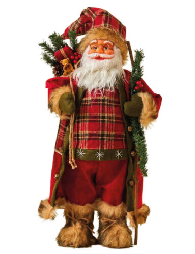 Yılbaşı Noel Baba Kırmızı Kostümlü Değnekli Model 60 Cm - 1