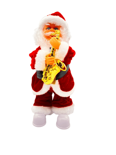 Yılbaşı Noel Baba Saksafonlu Hareketli Pilli 30 Cm - 
