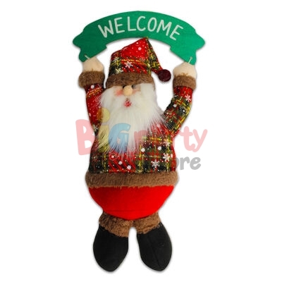 Yılbaşı Kapı Süsü Peluş Welcome Noel Baba - 1