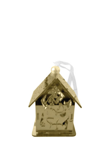 Yılbaşı Plexi Ledli Ev Model Altın 10 Cm - 1