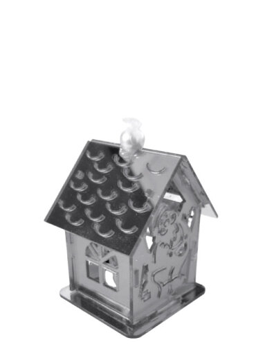 Yılbaşı Plexi Ledli Ev Model Gümüş 10 Cm - 2