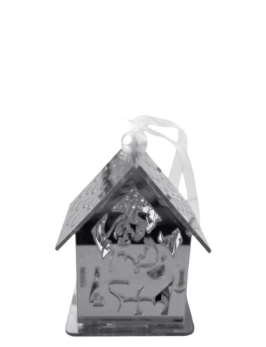 Yılbaşı Plexi Ledli Ev Model Gümüş 10 Cm - 1