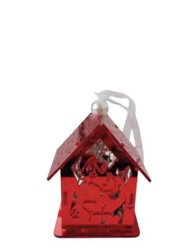 Yılbaşı Plexi Ledli Ev Model Kırmızı 10 Cm - 