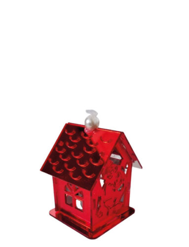 Yılbaşı Plexi Ledli Ev Model Kırmızı 10 Cm - 2