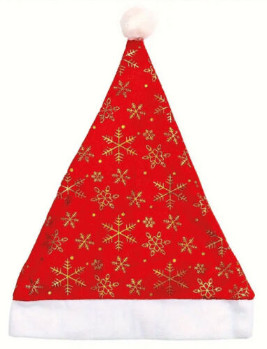 Yılbaşı Şapkası Kadife Kar Tanesi Baskılı Lüks Altın - 