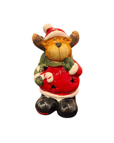 Yılbaşı Seramik Figürler Işıklı 13 Cm Geyik Model - 