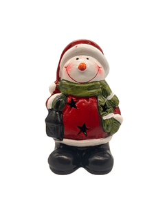 Yılbaşı Seramik Figürler Işıklı 13 Cm Kardan Adam - 2