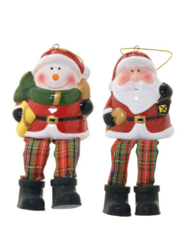 Yılbaşı Seramik Figürler Küçük Sallanan Bacaklı 4 Parça - 