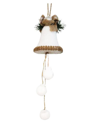 Yılbaşı Tavan Süsü Çan Karlı Jütlü Sarkan Toplu 45 cm - 2