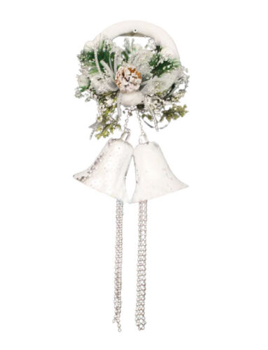 Yılbaşı Tavan Süsü Karlı 2li Çan Boncuk Zincirli 60 cm - 