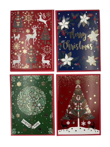 Yılbaşı Tebrik Kartı Varaklı Modeller 10x14 Cm 24 Parça - 