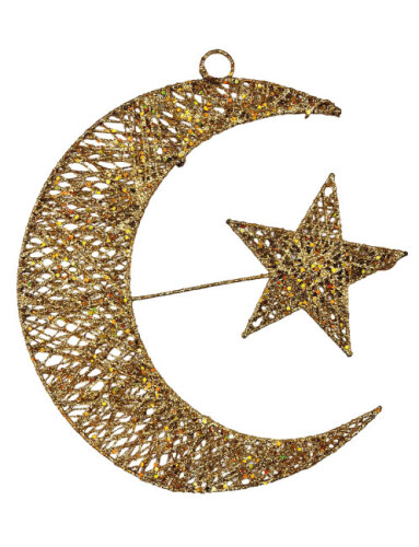 Yılbaşı Tel Ay Yıldız 30 Cm Altın - 
