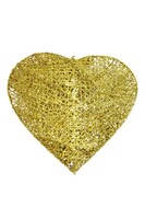 Yılbaşı Tel Kalp 3 Boyutlu 30 cm Gold - 1