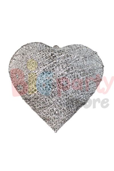 Tel Kalp 3 Boyutlu 30 cm Gümüş - 