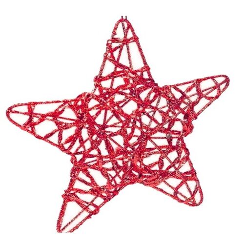 Yılbaşı Tel Yıldız 3 Boyutlu 15 cm Kırmızı 3lü - 1
