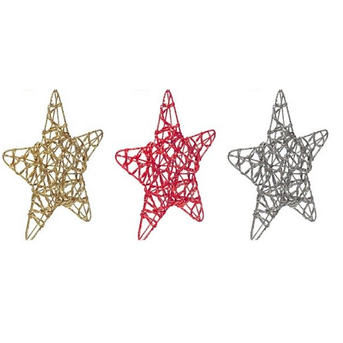 Yılbaşı Tel Yıldız 3 Boyutlu 15 cm Mix 3lü - 3