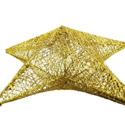 Yılbaşı Tel Yıldız 3 Boyutlu 30 cm Gold - 2