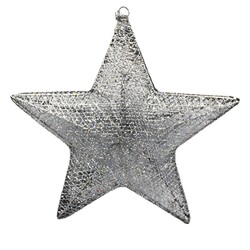 Yılbaşı Tel Yıldız 3 Boyutlu 30 cm Gümüş - 1