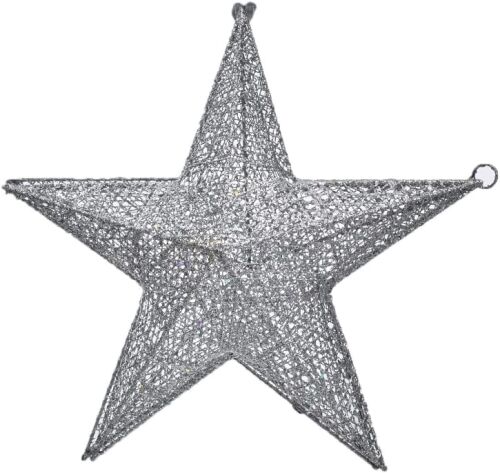 Yılbaşı Tel Yıldız 3 Boyutlu 30 cm 2 Parça Gümüş - 