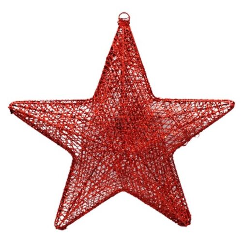 Yılbaşı Tel Yıldız 3 Boyutlu 45 cm 2 Parça Kırmızı - 1